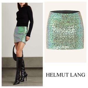 New! HELMUT LANG Sequin Embellished A-Line Mini Skirt